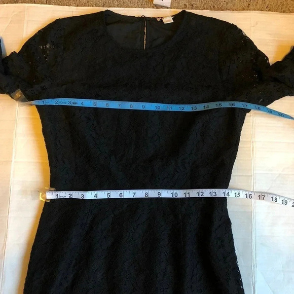 NWOT J.Crew women Black Lace Midi Dress Zip Back  Size 4/S - Picture 3 of 11